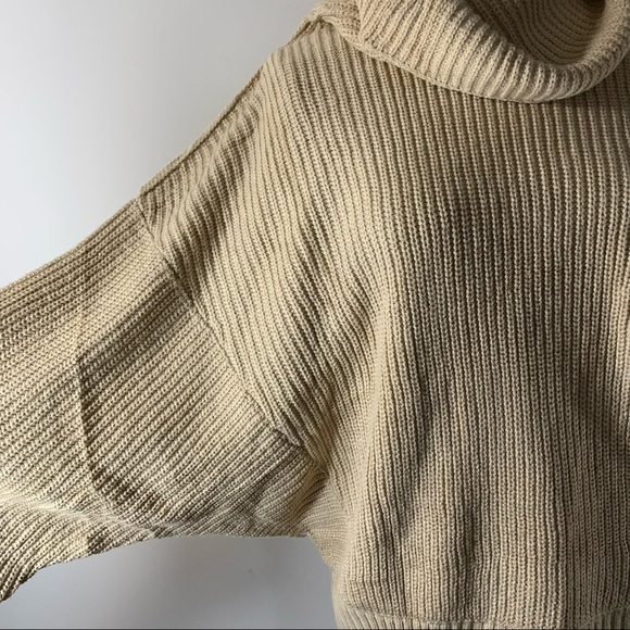 Tarse Tan Ribbed Oversized Cowl Neck Sweater - Picture 5 of 8
